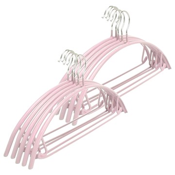 日版超厚多功能無痕衣架 Set 5 寬43x高21cm 浸塑材質+鍍鉻鏡  北歐粉  10個