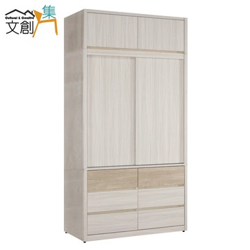 【文創集】寶亞3.9尺開＆推門六抽加高衣櫃組合(客約商品)