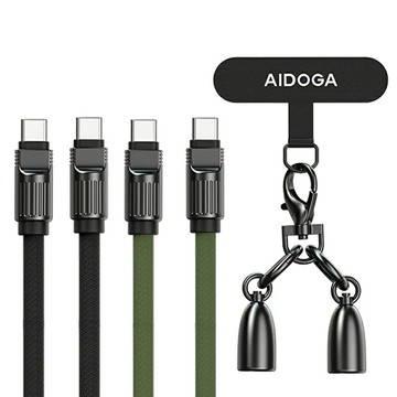 AIDOGA 艾迪伽 雙Type-C/PD充電線傳輸線快充線閃充線 手機掛繩 子彈系列 1.2M