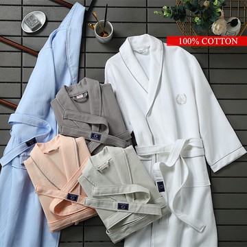 酒店浴袍長款純棉浴衣夏季男女士華夫格睡袍全棉吸水春秋薄款定制