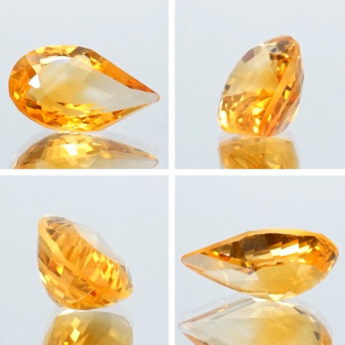 シトリン ルース 5.35ct ブラジル産 一点物 Citrine 裸石 黄水晶 ドロップカット 11月誕生石 透明 お守り 浄化 天然石 パワーストーン カラーストーン