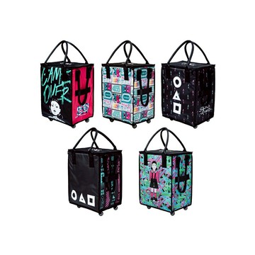 魷魚遊戲 摺疊附輪拖拉袋