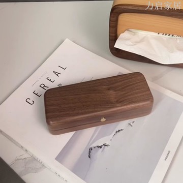 黑胡桃文藝便攜眼鏡盒木質實木復古墨鏡首飾收納盒 單只表盒 禮品