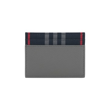 BURBERRY Sandon 皮革及格紋帆布4卡卡片夾/名片夾(煤灰色)