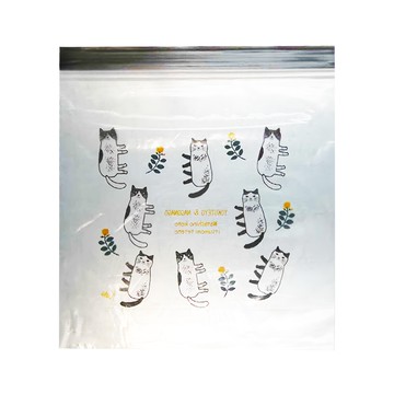 kUSUgURU JAPAN 日本眼鏡貓 食物密封保鮮夾鏈袋 Nagonago-san  M(28 × 26 x 8cm)  10個  1組