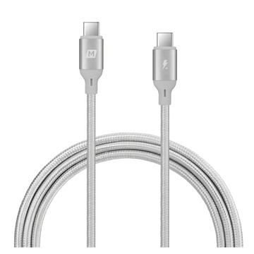 MOMAX Go Link Type-C to C PD 連接線 100W超速快充 金屬殼+尼龍編織 適用Type-C接口手機/平板/筆電  DC19  銀色