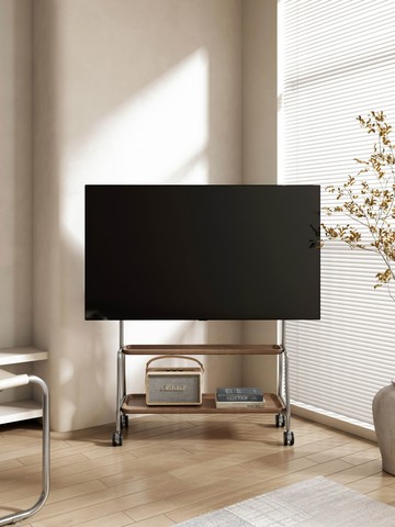 免運速發開發票 實木電視架移動不銹鋼立式一體顯示器掛架家用落地液晶電視機支架