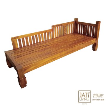 吉迪市柚木家具 柚木雕花造型貴妃椅 203cm寬 UNCD-17A 右扶手 沙發 躺椅 沙發床 客廳