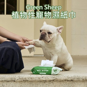 Green Sheep 植物性 寵物濕紙巾 80只 犬貓適用 寵物濕巾 毛孩濕巾 寵物清潔【好物底家】 DS031476