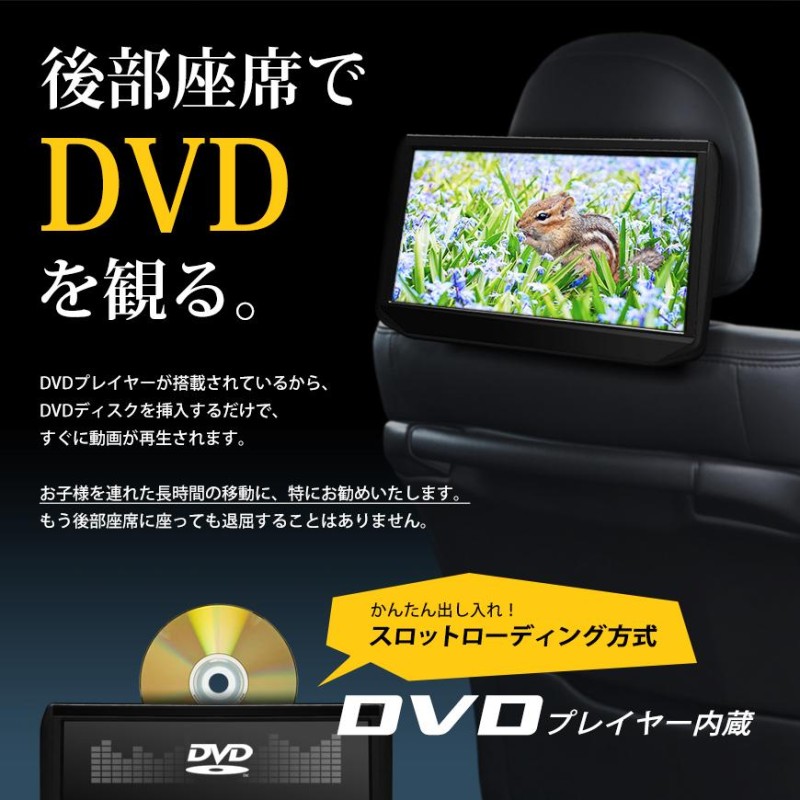 10.1インチヘッドレストモニター HDMI 後部座席車載モニター DVD