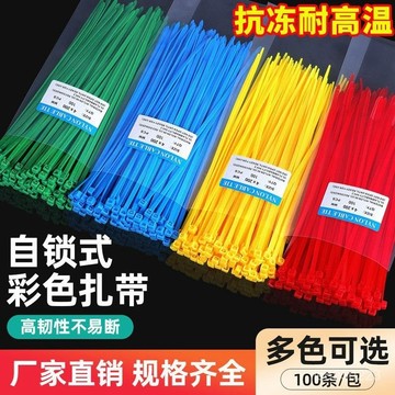 彩色自鎖式尼龍紮帶紅綠黃藍黑白國標塑料捆綁戶外紮綫束綫帶 B9WF