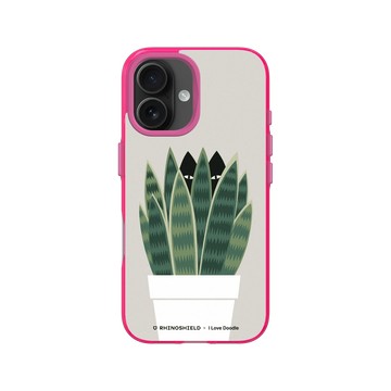 iPhone 16 Clear 粉漾桃 - ilovedoodle (Lim Heng Swee) - Cat and Plant - 貓迷藏