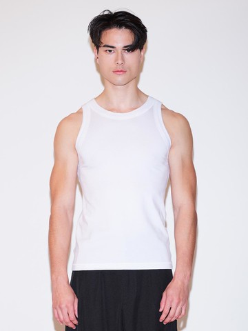 Scoop Neck Ribbed Tank White