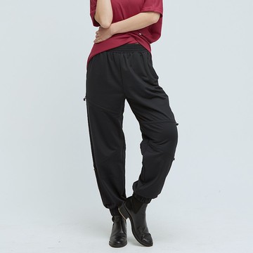 COZEE-率性抽繩束口褲(女)-烏黑