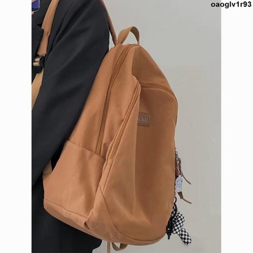 雙肩包💯💯 ins日系原宿純色雙肩包女美式復古簡約百搭書包男大容量尼龍背包