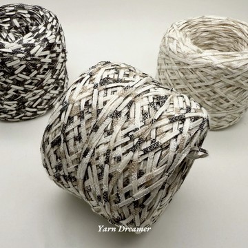 壓線棉帶子夏日編織毛線編織鉤針毛線 粗毛線混色毛線 庫存毛線出清 特殊毛線黑色灰色米色紗線