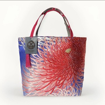 獨一無二真絲和服袋帶托特包, 日本手工刺繡升級改造包, 和風藝術