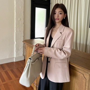粉色西裝女2026春裝新款高級感寬鬆休閒氣質西服通勤外套上衣