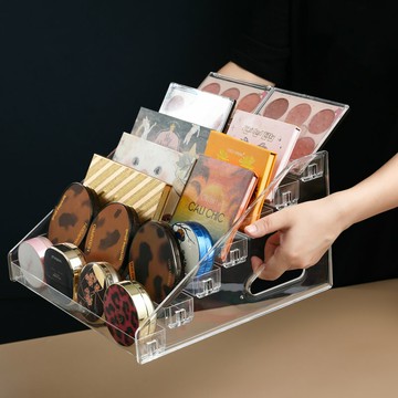 眼影盤收納盒氣墊粉餅展示塑料整理桌面美甲口紅彩妝化妝品置物架