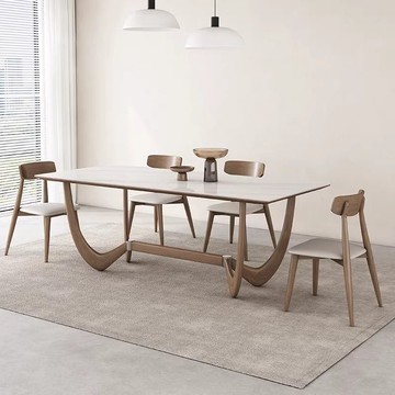 公司貨 免運 【爆款】實木巖板桌面餐桌椅餐桌家用現代長方形簡約家用小戶型 快速發貨