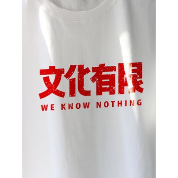 文化有限 | 小眾設計感趣味文字短袖男圓領純棉寬松T恤女情侶裝夏
