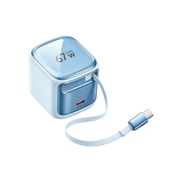 SUNORO 67W GaN氮化鎵快充充電器 內建Type-C伸縮線 Type-C PD快充 支援iPhone 18 Pro Max 筆電/手機/平板/旅充
