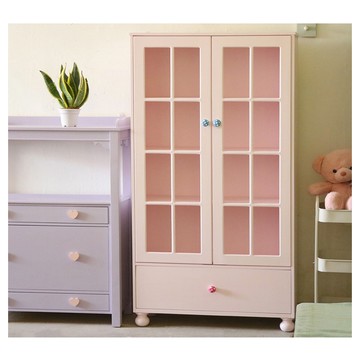 含稅免運 工廠直銷 可客製 淺粉色木質書櫃少女心馬卡龍風格儲物櫃鏤空玻璃櫃c7lff4dy0q
