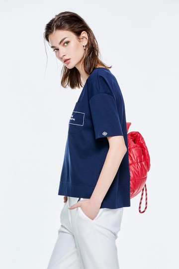 大西洋藍刺繡T恤上衣