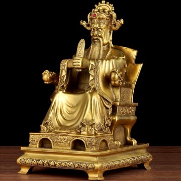 黃銅廣濟龍王五爺像赤腳龍伍爺財神爺佛像擺件家用寺廟財位供奉