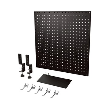 撥撥的架子 洞洞板 53x53cm + 桌邊夾X2 + 5cm掛勾(電鍍)X5 + 小鐵層板X1  1組  黑紗色