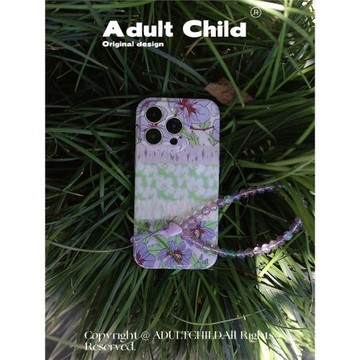 adultchild溫柔色系拼接花紋花朵蘋果16promax手機殼15plus全包攝像頭精孔防摔保護套14Pro小眾氣質甜妹13