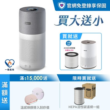 ★限時送好禮 買大送小+三年份濾網★飛利浦抗敏奈米級空氣清淨機(AC3033/86)-適用22坪