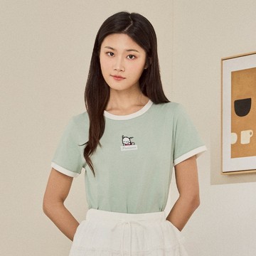 CACO-帕恰狗撞色滾邊上衣‧親子款-女【J2SA014】