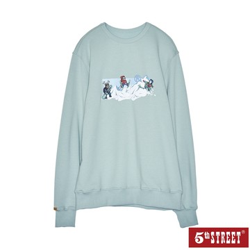 【5th STREET】 男裝 雪山滑雪長袖T恤-綠色 (560922)
