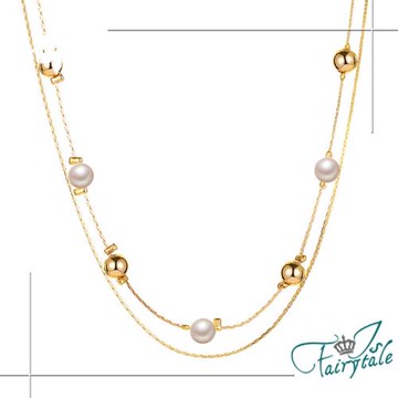 【伊飾童話】任選-珍珠泡泡＊高貴雙層鎖骨短鍊/金