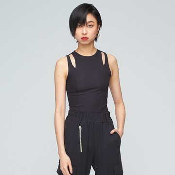 【VOUX】Ultracool-涼感鏤空修身背心(女) -(膠片黑/霓虹紫 S-L)