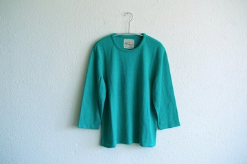 【新品】亞麻針織 七分袖套頭衫 (Shot Green) 女款 M 尺寸