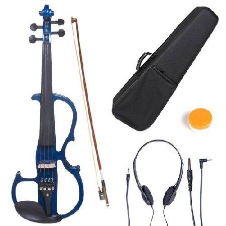 Cecilio Solid Wood Blue Metallic Electric Silent Violin with Ebony Fittings in Style CEVN-2BL