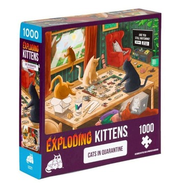 【GoKids】爆炸貓 1000片拼圖：隔離中的貓 英文版｜Exploding Kittens Puzzle｜爆炸貓拼圖