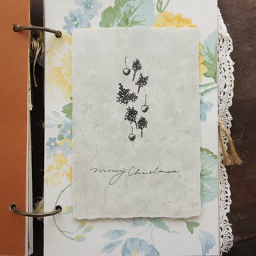 和紙明信片【紅玉小蘋果與樹枝】聖誕禮物 贈禮