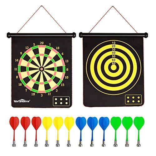 WIN SPORTS Magnetic Dart Board Kids Game、Two Sided Roll Up