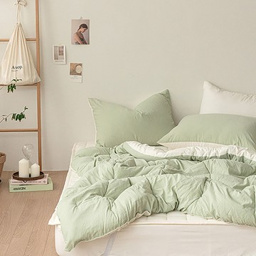 shez Home 奶昔系列 可水洗棉被+保潔墊+枕套組  單人棉被+保潔墊+枕套  單人棉被150 x 215cm + 保潔墊110 x 200cm + 枕套50 x 70cm  哈密瓜綠