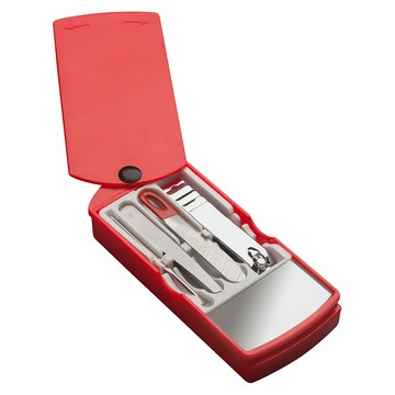 Reflects 旋蓋修容組 不鏽鋼塑料材質 收納盒尺寸10 x 4.5 x 1.7 cm  紅色  1組