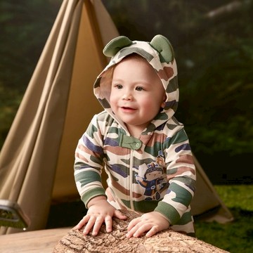 小英熊迷彩長袖兔裝