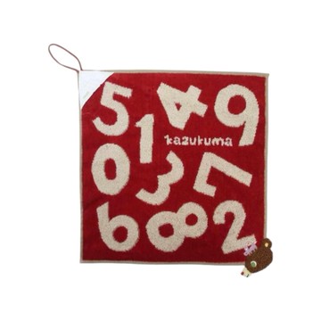日本 Kazukyma 小熊刺繡數字毛巾-紅 約34x34cm (JN136-526 33-00)