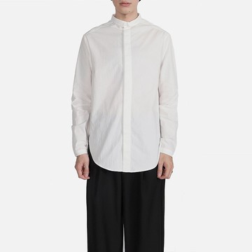 小折領側開圓擺襯衫