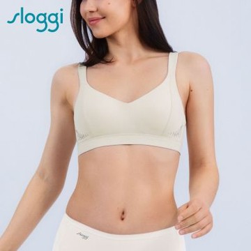 sloggi-GET ACTIVE 簡約時尚運動V領內衣 奶茶淺棕