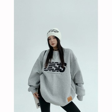 【RICECAKE & OISIS】美式重工 字母刺繡 圓領上衣 高級感 百搭 oversize 衛衣 女