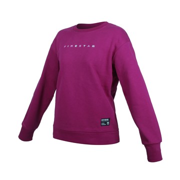 firestar 女棉質圓領長袖t恤-內刷毛-慢跑 大學t 保暖 上衣 紫粉白