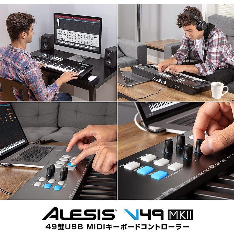 Alesis USB MIDIキーボードコントローラー 49鍵ベロシティ対応FULL LEVELモード対応の8 つのドラムパッド、アルペジエ